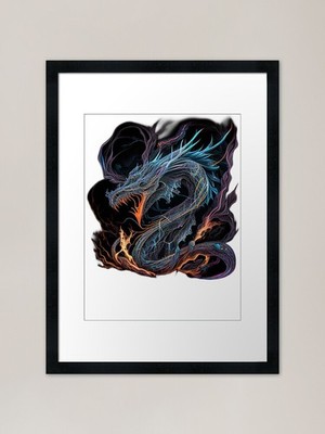 Drache im Donner #2 Gerahmtes Kunst Pri Gerahmtes Wandbild Poster Leinwanddruck Bild