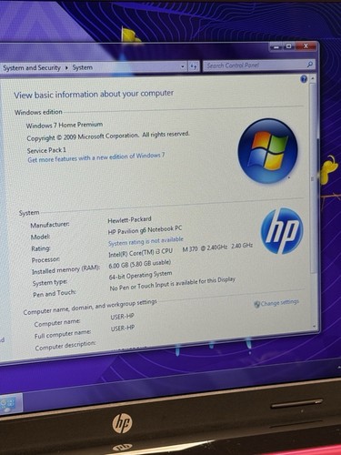 HP Pavilion G6-1269sa Notebook Core i3 2.40GHz 6GB RAM 320GB HDD Windows 7 - Picture 7 of 17