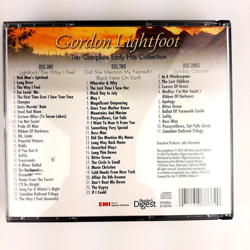 Gordon Lightfoot:The Complete Early Hits Collection 2012 3-CD Set Readers Digest - Image 2 of 4