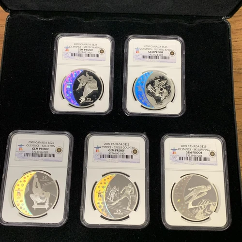 Canada Vancouver 2010 Winter Olympics $25 Silver Coins NGC Gem Proof 5 Coins