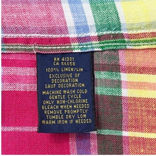 Ralph Lauren Linen Madras Plaid Button Down Shirt Mens Sz M Multicolor Preppy - Picture 7 of 9