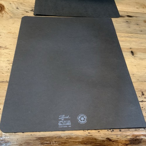 Lotto di 2 cartelle di fissaggio vintage Smead T118BK a 3 poli nere USA senza tasche - Foto 18 di 20