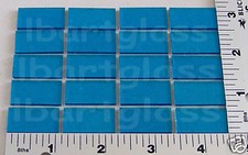 1116.50 - 20 TURQUOISE BLUE 1/2" x 1" BULLSEYE THIN 2mm GLASS 90 COE