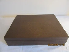 Vintage Dark Wood Silver Storage Chest w/ Red Felt Lining