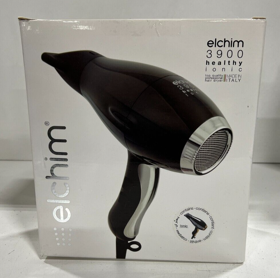Elchim 3900 Titanium Ionic Ceramic Hair Dryer Black Silver