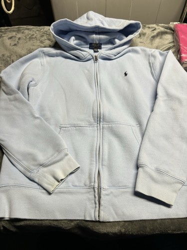 Ralph Lauren Light Blue Fleece Zip Up Size Boys 18/20 - Picture 3 of 6