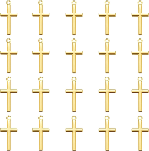 100Pcs Alloy Smooth Surface Pocket Cross Charm Small Crucifix Pendant Bulk for C