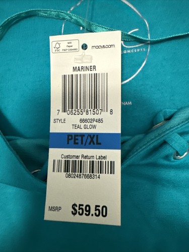 INC International Concept Lace up Scoop Neck Sleeveless Top SZ PXL Teal Glow NWT - Picture 7 of 13