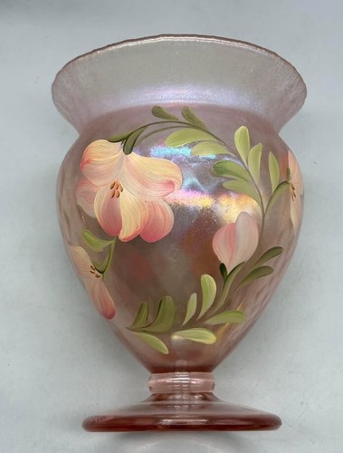 Fenton Dusty Rose handbemalte 6" Blumenvase signiert vom Künstler - Bild 3 von 7
