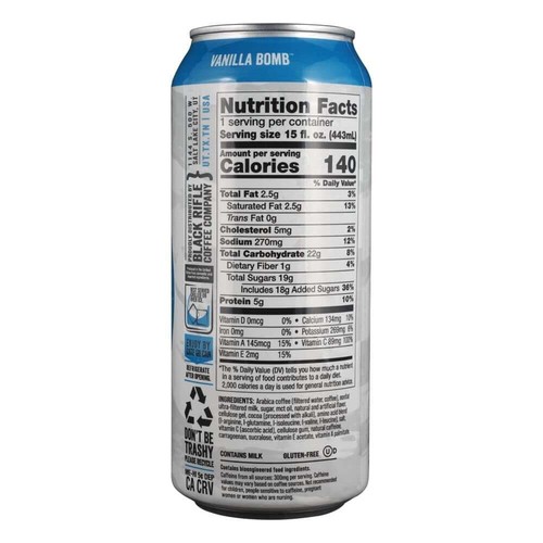 Black Rifle Coffee Company Ready to Drink Iced Espresso Vanilla Bomb 15oz Can - Picture 4 of 4