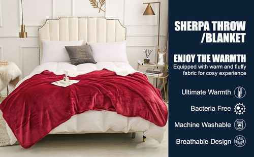 Sherpa Throw Soft Plush Cozy Warm Fleece Luxury Reversible Blanket Home Sofa Bed - Picture 26 of 51