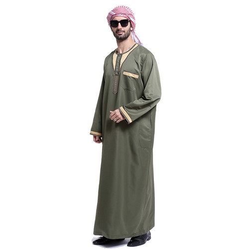 Saudi Men's Thobe Jubba Dishdasha Thawb Thoub Men Muslim Kaftan Arab Men Robe - Picture 29 of 34
