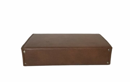 Retro Faux Leather Brown Carry Cassette Holder Case Holds 30 Handle Briefcase - Picture 7 of 12