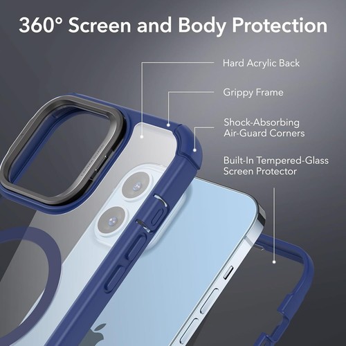 Funda ESR para iPhone 13 Pro Max MagSafe Stash Stand Cuerpo Completo Azul Transparente - Imagen 2 de 9