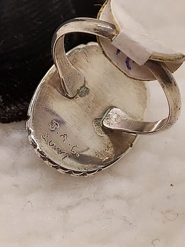 Zuni Inlay Ring Sz 7.5  Black Apache Ghan Dancer  Sterling Silver  Collectible - Picture 6 of 6