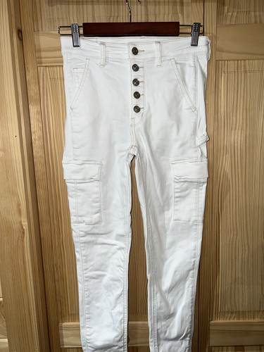 AMERICAN EAGLE Super Hi-Rise Jegging White Button Fly Size 2 LONG - Picture 2 of 15