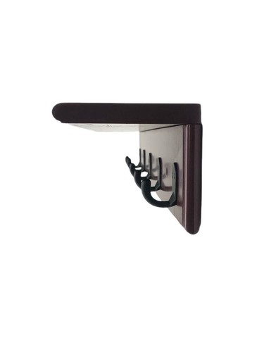 WOLTU MDF Wood Wall Mount 5 Black Hooks Dark Brown Shelf Size 60x11cm NWB NEW - Picture 3 of 6