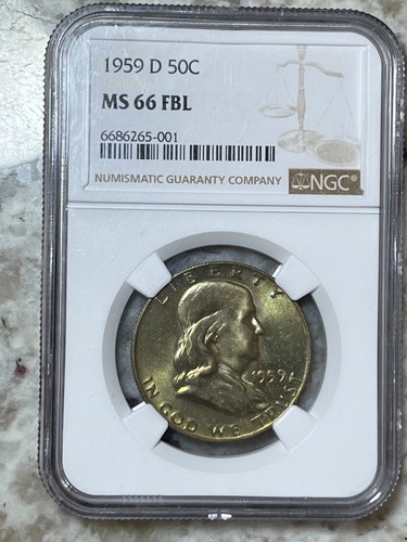 1959-D NCG MS66FBL Franklin Half Dollar 50C, PCGS $450 - Picture 10 of 10