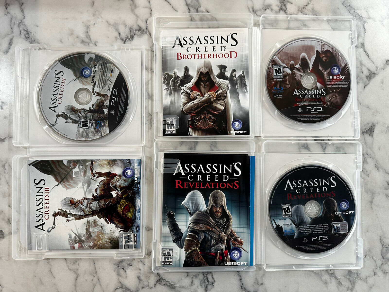 Assassins Creed 1 2 3 Brotherhood Revelations PS3 Game Lot