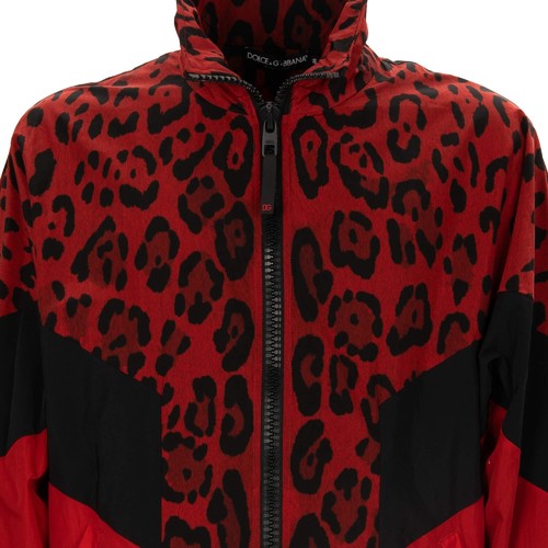 Dolce & Gabbana Leopard Print Bomber Jacket Dg Logo Red Black Sweatshirt 13446 - Picture 4 of 6