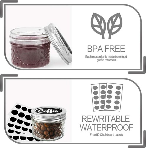 Versatile 4 oz Clear Mason Jars with Silver Lids - Perfect for Wedding Favors - Picture 6 of 9