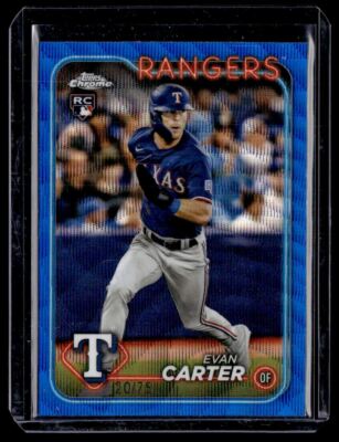 2024 Topps Chrome Blue Wave Refractor Evan Carter RC 20/75 Texas