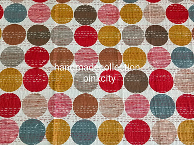 ART Kantha Quilt Indische Handarbeit Tagesdecke Überwurf Baumwolle Gudari Eth...