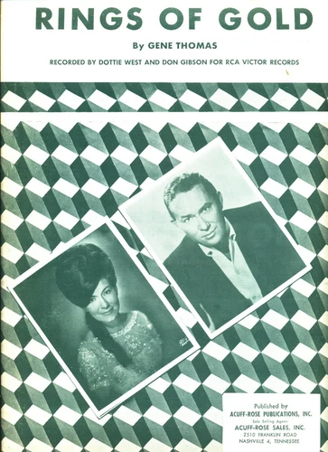DOTTIE WEST DON GIBSON RINGS OF GOLD SHEET MUSIC PIANO/VOCAL/GUITAR/CHORDS 1967