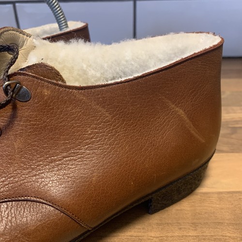 Clarks Fleece Fur Lined Shoes IGLOOS Vintage Retro Tan Brown Leather BNWOT - 5.5 - Picture 8 of 12