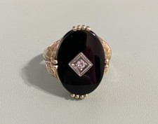 14k Two Tone Gold Black Onyx Ring