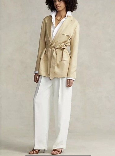 $498 NWT Polo Ralph Lauren 8 Silk Wool Belted Blazer Jacket Utility Safari - Picture 4 of 15