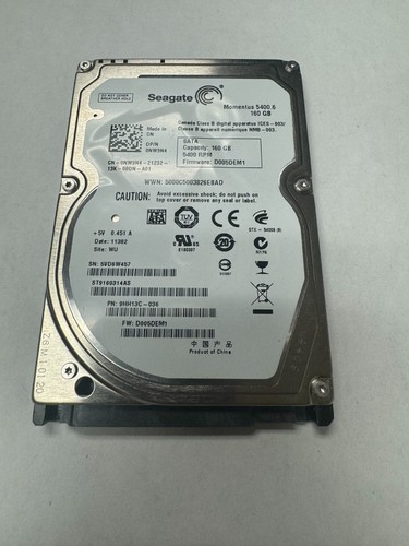 3x Seagate ST9160314AS 160GB 5400RPM SATA Internal Laptop Drive / NW9N4 / CH074 - Picture 1 of 3