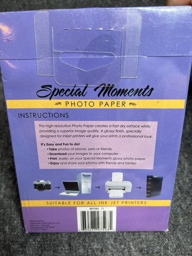 Papel fotográfico brillante momentos especiales para impresoras de inyección de tinta 20 hojas 4 x 6 pulgadas NUEVO - Imagen 2 de 2