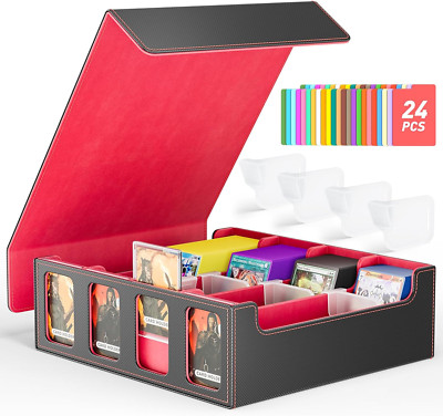 Card Storage Box for Trading Cards with 4 Card Supporters