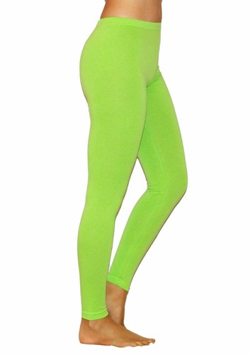 LADIES/GIRLS COTTON LOVELY SOFT STRETCH PLAIN FULL LONG ANKLE LEGGINGS SIZES - Picture 24 of 48