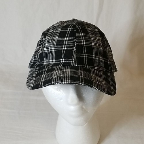 Black and White Plaid Cap with Bling Cross One Size Fits All - Picture 1 of 6