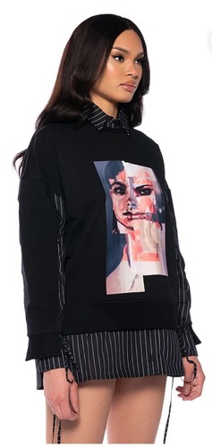 Akira Got That Edge Layered Sweatshirt Black Graphic Size Medium New With Tags - Picture 3 of 12