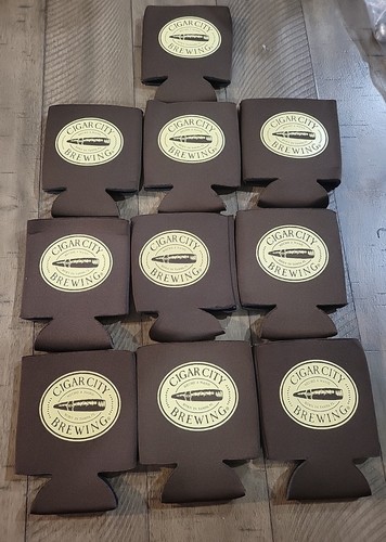 Lote de 10 NUEVOS CIGARROS CITY BREWING TAMPA DE DOBLE CARA, FL Koozie se adapta a lata de 12 oz  - Imagen 1 de 3