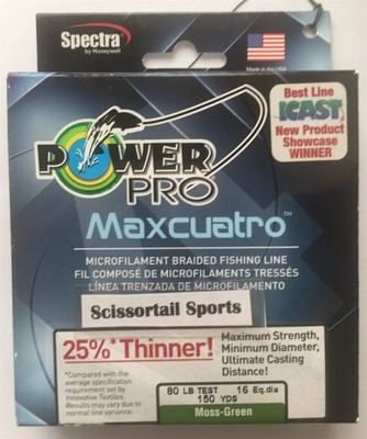 Moss Green 80 lb//150 yd Power Pro 33400800150E Maxcuatro Braided Fishing Line