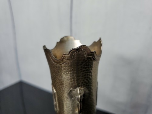 Vaso vintage in metallo con elefanti e navi da carico - colore argento - Foto 11 di 12