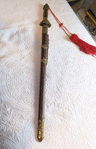 40" Chinese KUNGFU Tai Chi Jian DOUBLE SWORD Training Practice 440 Steel Vintage - Picture 5 of 11