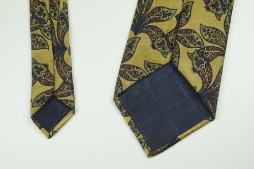 Stefano Ricci Metallic Gold Indigo Blue Floral 100% Silk Tie Made in Italy - Picture 6 of 6