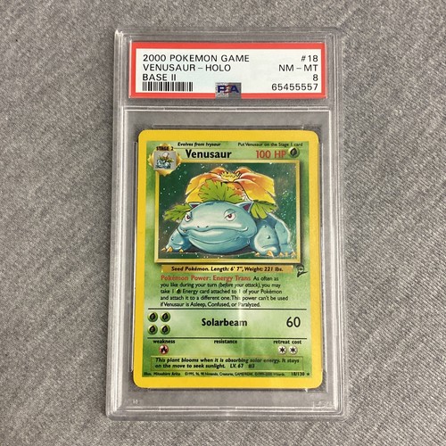 2000 Pokemon Spiel #18 Venusaur-Holo Base II PSA 8 NM-MT 18/130