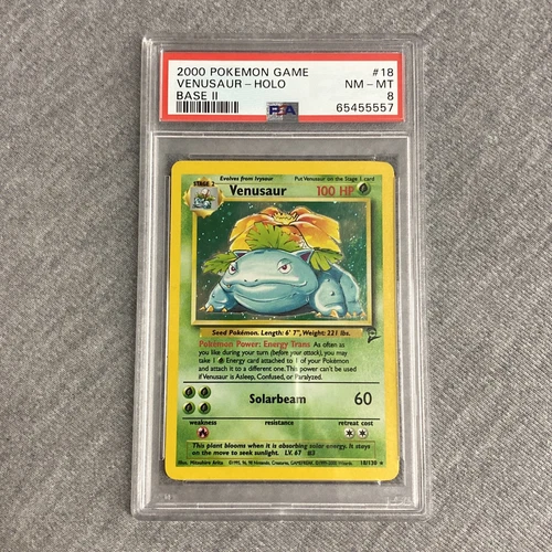 2000 Pokemon Game #18 Venusaur-Holo Base II PSA 8 NM-MT 18/130
