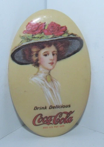 Coca-Cola Drink Delicious 1973 Memorabilia Vintage Woman Oval Pocket Mirror (R)