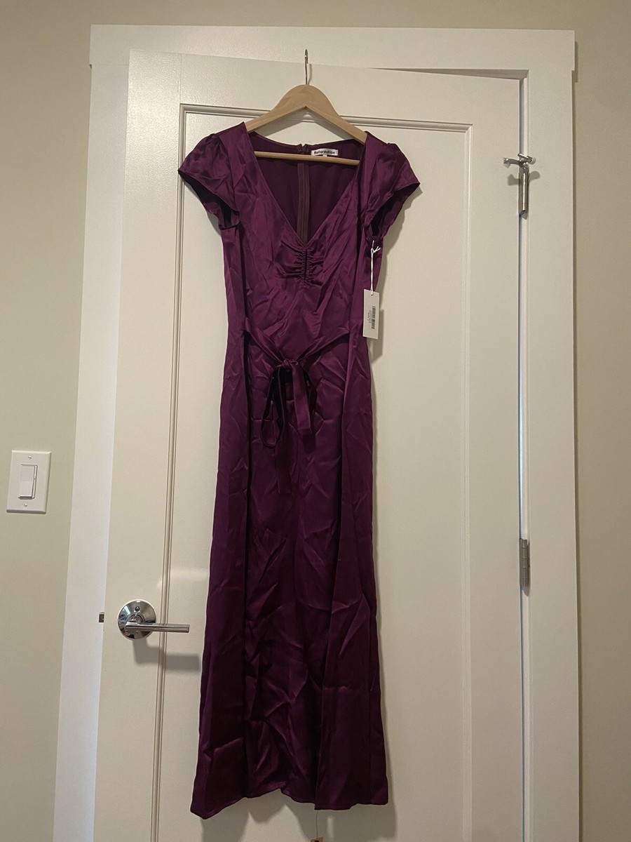 scottie silk dress BHLDN Scottie One-Shoulder Side-Slit Stretch Satin Maxi Dress
