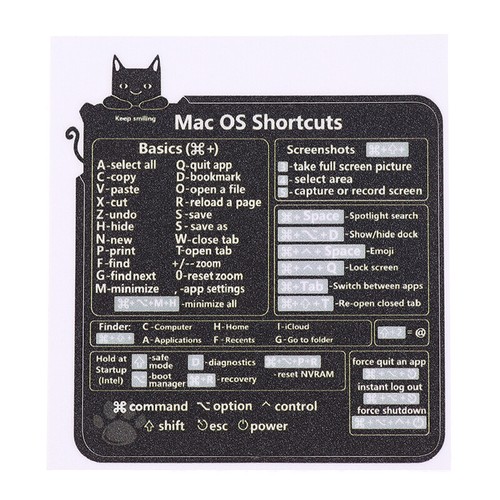 1-teiliger Design-Tastaturkürzel-Aufkleber für Mac OS-Systeme, Schwarz - Picture 2 of 11