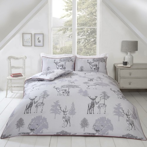 Duvet Cover Set Stag Deer Woodland Animals Reversible Polycotton Quilt Covers - Picture 7 of 7