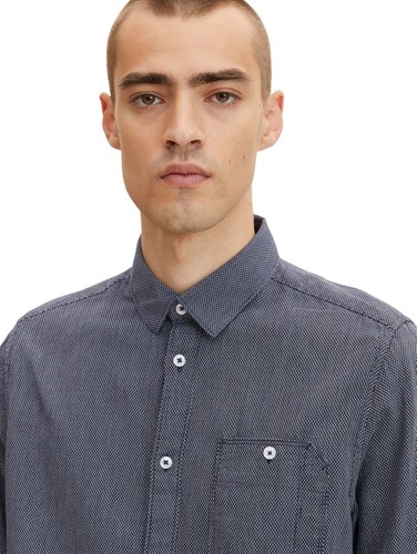 TOM TAILOR Hombre Camisa Manga Larga Estructura - Regular Fit S M L XL 3XL Azul - Imagen 5 de 11