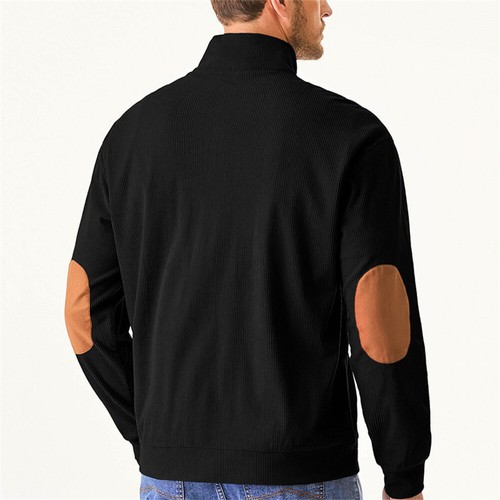 Men's Top Outdoor Casual Sports Corduroy Long Sleeve Sweatshirt with Pocket - Picture 4 of 29